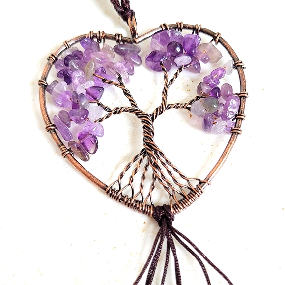 Amethyst Tree of  Life Heart Purse Charm Decorative Trinket NWT - Picture 2 of 4